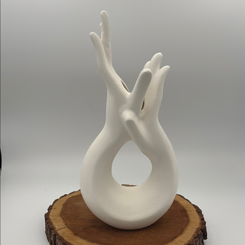 Elegant Hand Shaped White Ceramic‎ Vase